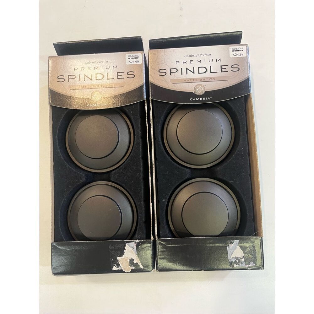 Cambria Premier Matte Brown Spindles 2X Boxes 4 Spindles Curtain Pullbacks New I